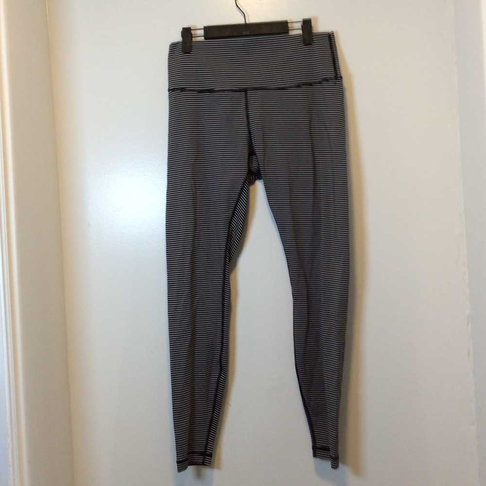 lululemon athletica Black and White Striped High-Rise Leggings